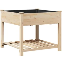 Sale Træ-haveskuffe med hylde - Havekrukke | Farve: Beige | Størrelse: 90x90x76.5 cm Plantningsbænke