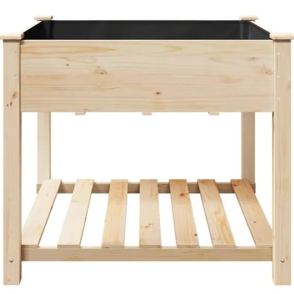 Sale Træ-haveskuffe med hylde - Havekrukke | Farve: Beige | Størrelse: 90x90x76.5 cm Plantningsbænke