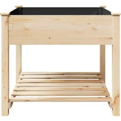 Sale Træ-haveskuffe med hylde - Havekrukke | Farve: Beige | Størrelse: 90x90x76.5 cm Plantningsbænke