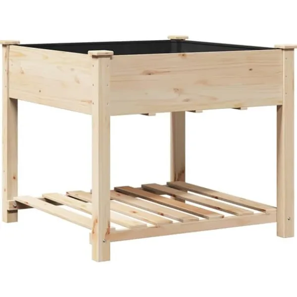 Sale Træ-haveskuffe med hylde - Havekrukke | Farve: Beige | Størrelse: 90x90x76.5 cm Plantningsbænke