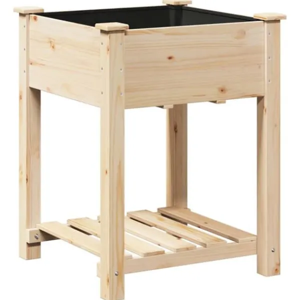 New Træholdig havekasse med hylde - Blomsterkrukke | Farve: Beige | Størrelse: 60.5x60x76.5 cm Plantestativer