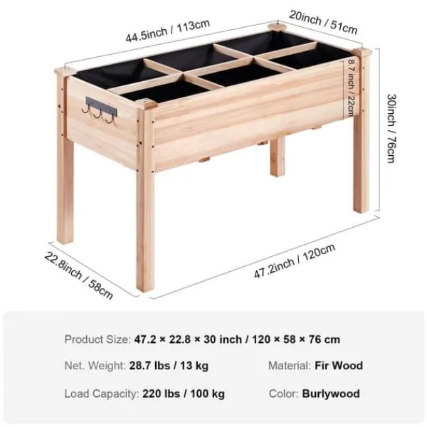 Plantningsbænke^Træhævet Haveseng & Plantekasse 47,2x22,8x30 cm - Perfekt til blomster og grøntsager. Ideel til udearealer og havearbejde.