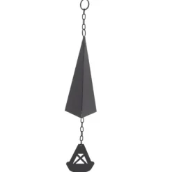 Hot Triangulära Wind Chimes Courtyard Bell Pendel Heminredning Iron Black med hängande ring för trädgård Vinddekoration