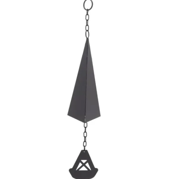 Hot Triangulära Wind Chimes Courtyard Bell Pendel Heminredning Iron Black med hängande ring för trädgård Vinddekoration