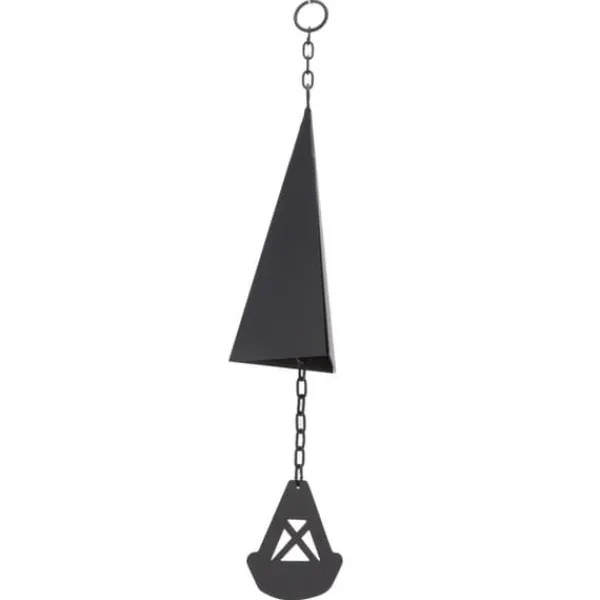 Hot Triangulära Wind Chimes Courtyard Bell Pendel Heminredning Iron Black med hängande ring för trädgård Vinddekoration