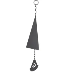 Hot Triangulära Wind Chimes Courtyard Bell Pendel Heminredning Iron Black med hängande ring för trädgård Vinddekoration