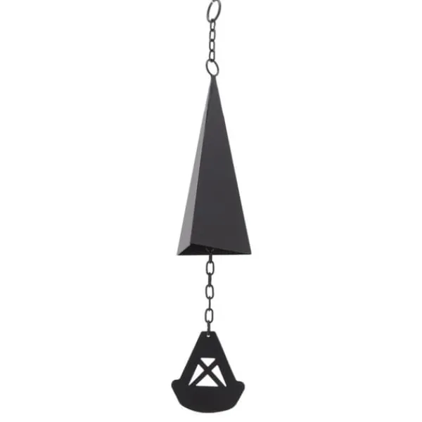 Hot Triangulära Wind Chimes Courtyard Bell Pendel Heminredning Iron Black med hängande ring för trädgård Vinddekoration