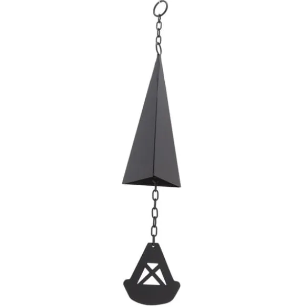 Hot Triangulära Wind Chimes Courtyard Bell Pendel Heminredning Iron Black med hängande ring för trädgård Vinddekoration
