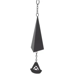 Hot Triangulära Wind Chimes Courtyard Bell Pendel Heminredning Iron Black med hängande ring för trädgård Vinddekoration