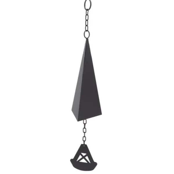 Hot Triangulära Wind Chimes Courtyard Bell Pendel Heminredning Iron Black med hängande ring för trädgård Vinddekoration