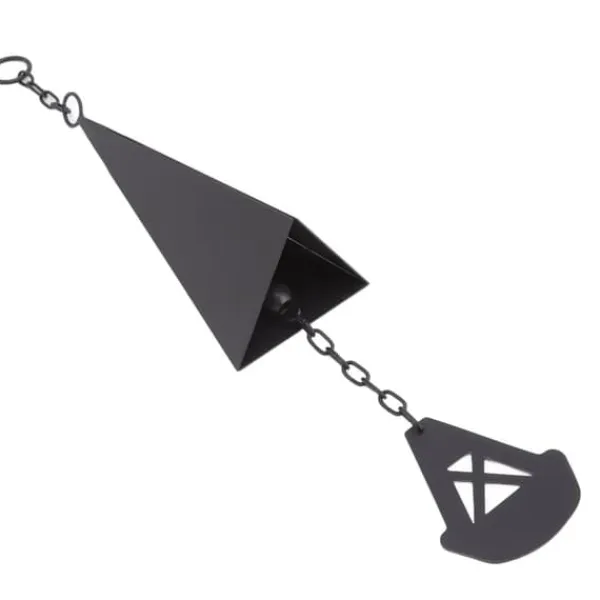 Hot Triangulära Wind Chimes Courtyard Bell Pendel Heminredning Iron Black med hängande ring för trädgård Vinddekoration