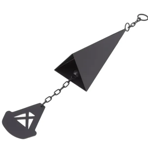 Hot Triangulära Wind Chimes Courtyard Bell Pendel Heminredning Iron Black med hängande ring för trädgård Vinddekoration