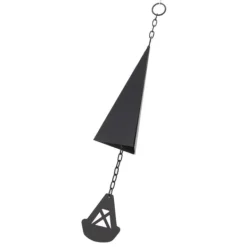 Hot Triangulära Wind Chimes Courtyard Bell Pendel Heminredning Iron Black med hängande ring för trädgård Vinddekoration