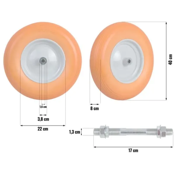 Viking Choice Haveværktøj^Trillebørhjul tubeless 4,00-8 - diameter 40 cm - Orange/Hvid