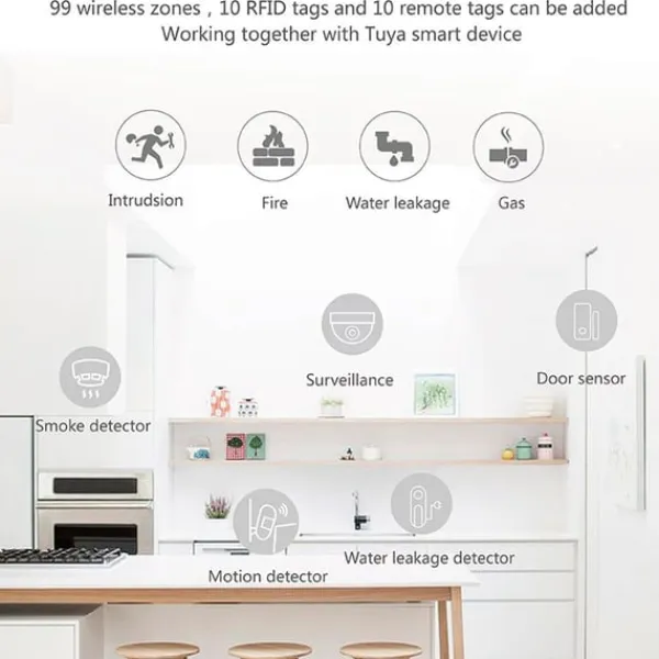 Hjemmealarmsystemer^Tuya Wireless WiFi+GSM Alarmsystem