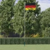 Flag & Vindposer^Tysklands flagga med 6,23 m aluminium flaggstång - Justerbar och väderbeständig | Färg: Tvåfärgad | Storlek: 6,23 m