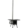 Brændeovne^Udendørs campingovn - Træ- og kulkomfur - Røgaftræk med skorsten - Foldbar 31,5×22×21 cm - Kulstål & rustfrit stål - Vægt 8 kg - Sort