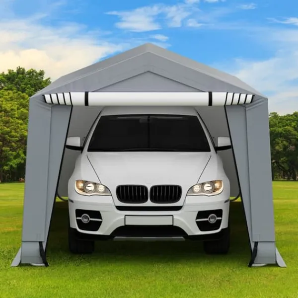 New Udendørs carport, 10x16x8,1 ft, grå Skure, Garager & Carports
