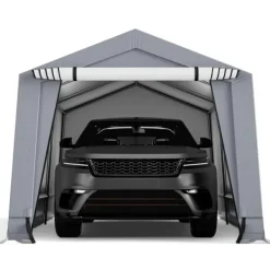 New Udendørs carport, 10x16x8,1 ft, grå Skure, Garager & Carports