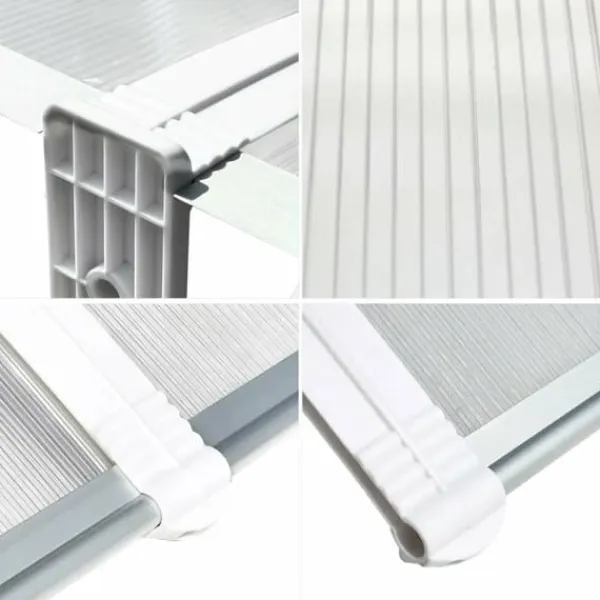 Udendørs dør- og vinduesoverdækning - Markise & overdækning - 270 x 98,5 cm - Polycarbonat kanalplader - UV- og regnbeskyttelse - Aluminiumsramme Skure, Garager & Carports