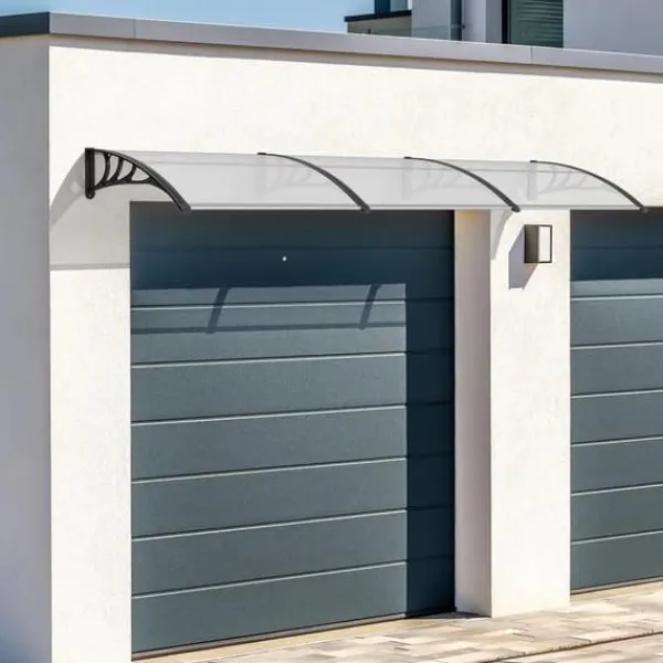 Udendørs dør- og vinduesoverdækning - Markise & overdækning - 270 x 98,5 cm - Polycarbonat kanalplader - UV- og regnbeskyttelse - Aluminiumsramme Skure, Garager & Carports