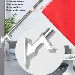 Outlet Udendørs flagstangsstativ, vægmonteret flagstangsbeslag i aluminiumslegering, kraftig udendørs flagstangsstativ med dobbelte huller (sølv) Flag & Vindposer