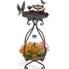 Clearance Udendørs fuglebad og foderkombcmation, 12x12x31 cm, bronze Til Fugle & Småvildt