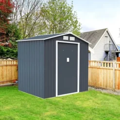 Skure, Garager & Carports^Udendørs haveopbevaringsskur, 7,0' x 4,2' x 6,1', Grå