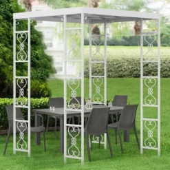Buer, Spalier, Lysthuse Uden Tag^Udendørs Havepergola - Metalbue Pavillon - Vandtæt Solskærm - Pulverlakeret Jern - Gittertag - Til Bryllup & Ceremonier