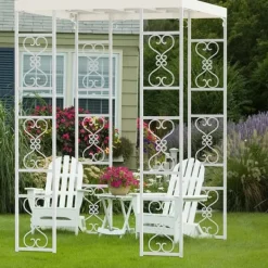 Buer, Spalier, Lysthuse Uden Tag^Udendørs Havepergola - Metalbue Pavillon - Vandtæt Solskærm - Pulverlakeret Jern - Gittertag - Til Bryllup & Ceremonier
