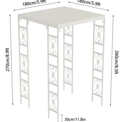 Buer, Spalier, Lysthuse Uden Tag^Udendørs Havepergola - Metalbue Pavillon - Vandtæt Solskærm - Pulverlakeret Jern - Gittertag - Til Bryllup & Ceremonier