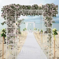 Buer, Spalier, Lysthuse Uden Tag^Udendørs Havepergola - Metalbue Pavillon - Vandtæt Solskærm - Pulverlakeret Jern - Gittertag - Til Bryllup & Ceremonier