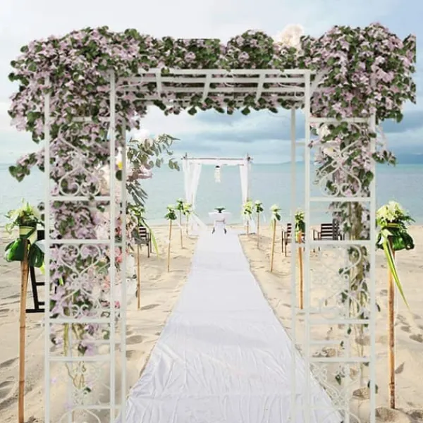 Buer, Spalier, Lysthuse Uden Tag^Udendørs Havepergola - Metalbue Pavillon - Vandtæt Solskærm - Pulverlakeret Jern - Gittertag - Til Bryllup & Ceremonier