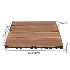 Havedekorationer^Udendørs hårdttræsfliser - Kliksystem 30x30x2 cm - 36‑pakke, 3,24 m² dækning - Vandtæt - Nem montering - Til terrasse/balkon - Brun