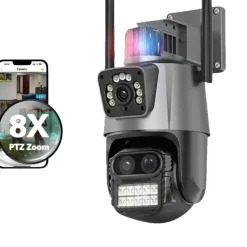 Sikkerhedsmonitorer & Videokameraer^Udendørs Kamera, 6K Opløsning, IP66 Vandtæt,EU Stik, 12MP WIFI PTZ Kamera