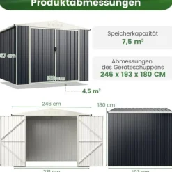 Online Udendørs opbevarcmgsskur, 19×16 cm, grå - materiale: galvaniseret farvestål Skure, Garager & Carports