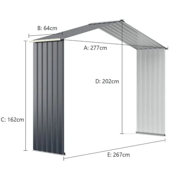 Skure, Garager & Carports^Udendørs opbevaringsskur, 213x127x195 cm / 277x191x202 cm / 340x255x210 cm, Grå