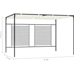 Best Udendørs pavillon med udtrækkeligt tag - Stærk jernkonstruktion | Farve: Creme | Størrelse: 3x4x2,3 m Buer, Spalier, Lysthuse Uden Tag
