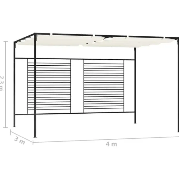 Best Udendørs pavillon med udtrækkeligt tag - Stærk jernkonstruktion | Farve: Creme | Størrelse: 3x4x2,3 m Buer, Spalier, Lysthuse Uden Tag