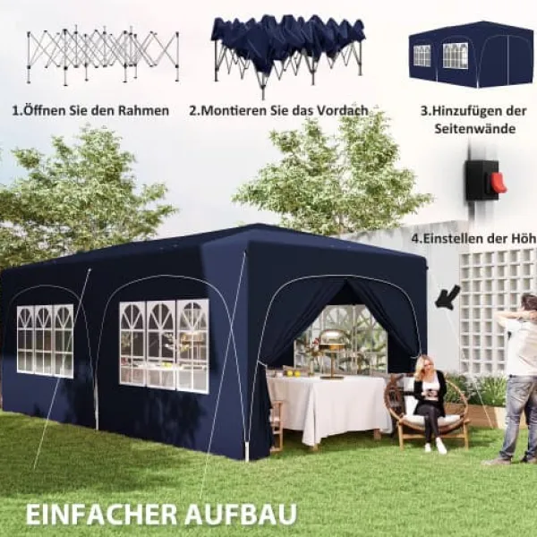 Sale Udendørs Pavillon, UPF50+ Oxford Stof, 597L x 300B x 270H cm, Højdejusterbar op til 270 cm, Egnet til 12-18 Personer, Øgede Stabilitetsfunktioner Telte & Lysthuse
