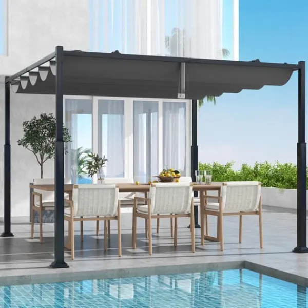 Udendørs Pergola, 3M x 3M, Grå Buer, Spalier, Lysthuse Uden Tag