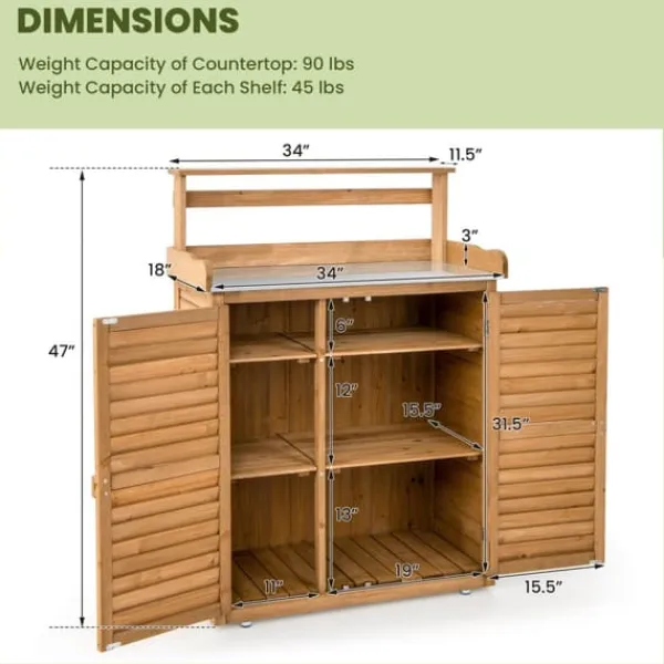 Plantningsbænke^Udendørs plantebord arbejdsstation, 86x46x119 cm, Naturfarvet
