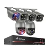 Sikkerhedsmonitorer & Videokameraer^Udendørs PTZ POE kamera system, AI menneskelig detektion, to-vejs samtale, , None, 8CH 6 Cameras