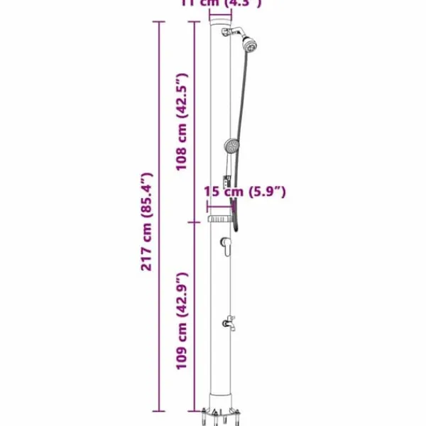 Spa & Udendørsbad^Udendørs solbruser i sort PVC og aluminium - Stilfuld og funktionel | Højde: 217 cm