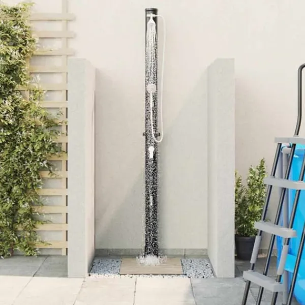 Spa & Udendørsbad^Udendørs solbruser i sort PVC og aluminium - Stilfuld og funktionel | Højde: 217 cm