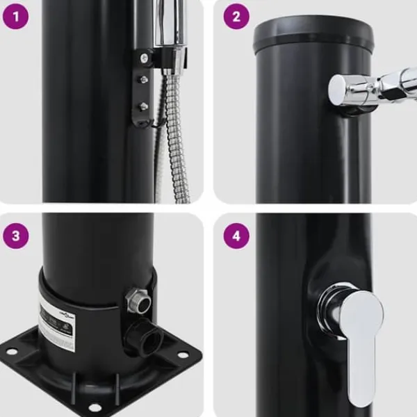 Spa & Udendørsbad^Udendørs solbruser i sort PVC og aluminium - Stilfuld og funktionel | Højde: 217 cm