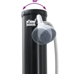 Spa & Udendørsbad^Udendørs solbruser i sort PVC og aluminium - Stilfuld og funktionel | Højde: 217 cm