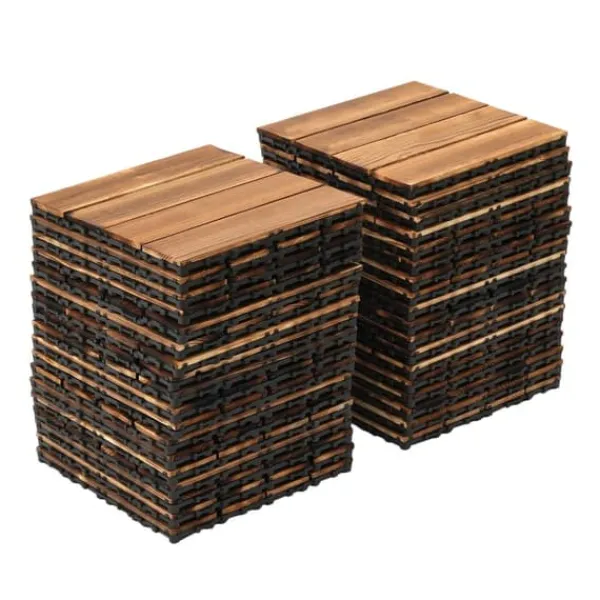 Online Udendørs terrassefliser - Klikbare træfliser 30x30 cm - 36 stk. - Dækker 3,24 m² - Vandtæt - Tykkelse 2 cm - Til terrasse/balkon - Brun Havedekorationer