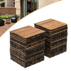 Online Udendørs terrassefliser - Klikbare træfliser 30x30 cm - 36 stk. - Dækker 3,24 m² - Vandtæt - Tykkelse 2 cm - Til terrasse/balkon - Brun Havedekorationer