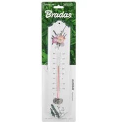 Regnmåler^Udendørs vinduestermometer, metal, område: -25/50 grader Celsius, længde 20 cm